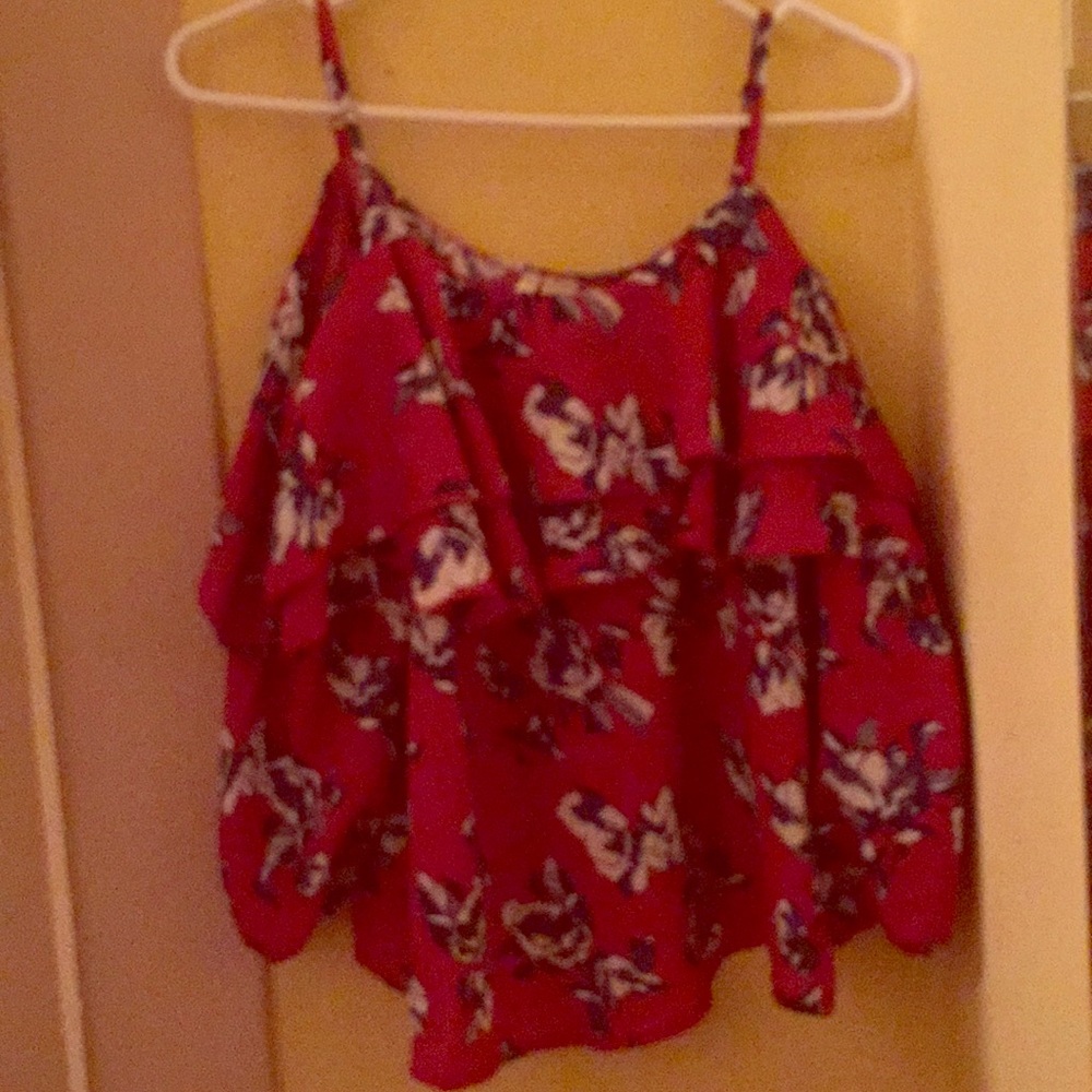 Floral Red and blue blouse